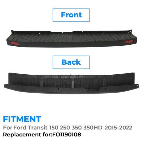 Solid Spare For 15-22 Ford Transit 150 250 350 Rear Bumper Cover Top Pad With Reflectors