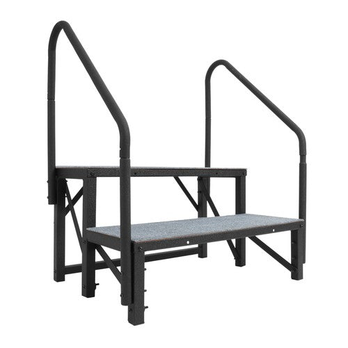 Solid Spare 2 Step RV Steps with 2 Handrails w/Step Mat 660 lbs Load Capacity For Trailers