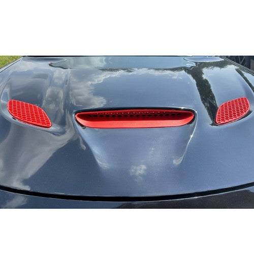Solid Spare 3Pcs Red Hood Bezel Insert Trims For 2015-20 Dodge Charger 68202462AD 68202581AC