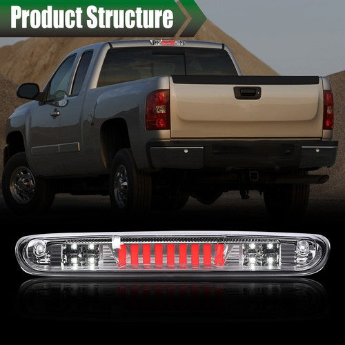 Solid Spare Fit For 07-14 Silverado/Sierra LED Third Brake Tail Light Cargo Lamp Chrome