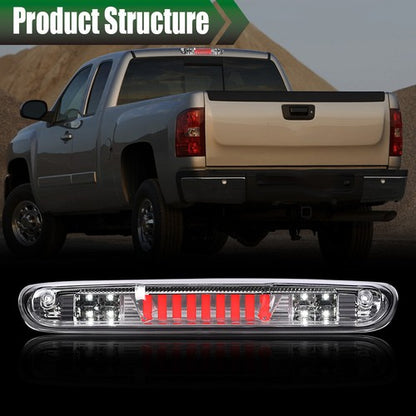 Solid Spare Fit For 07-14 Silverado/Sierra LED Third Brake Tail Light Cargo Lamp Chrome