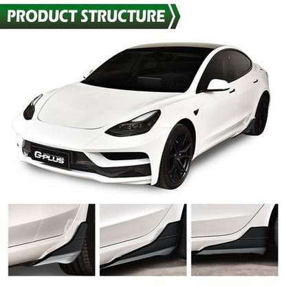 Solid Spare Fit For 2017-2021 Tesla Model 3 Side Skirt Panel Splitter Body Kit Matte Black