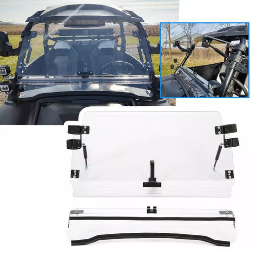 Solid Spare Clear Windshield Flip For Polaris RZR 800 570 / RZR XP 900 / XP 4 800 900 11-14