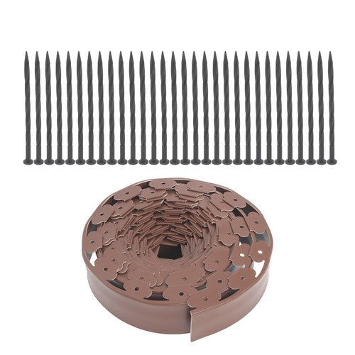 Solid Spare L-shaped Lawn Garden Edging Kit With Anchoring Spikes Plastic No Dig Lawn Border