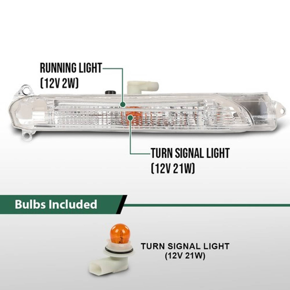 Solid Spare Fit For 2008-2010 Porsche Cayenne Front Bumper Turn Signal Light Left+Right