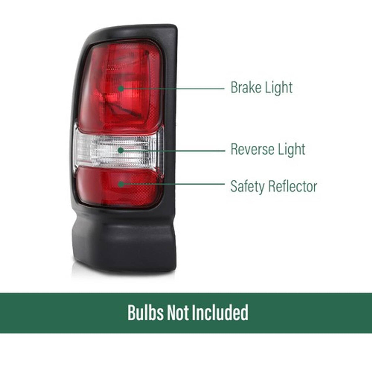 Solid Spare Fit For 94-02 Dodge Ram 1500 2500 3500 Rear Tail Lights Brake Lamps Assembly
