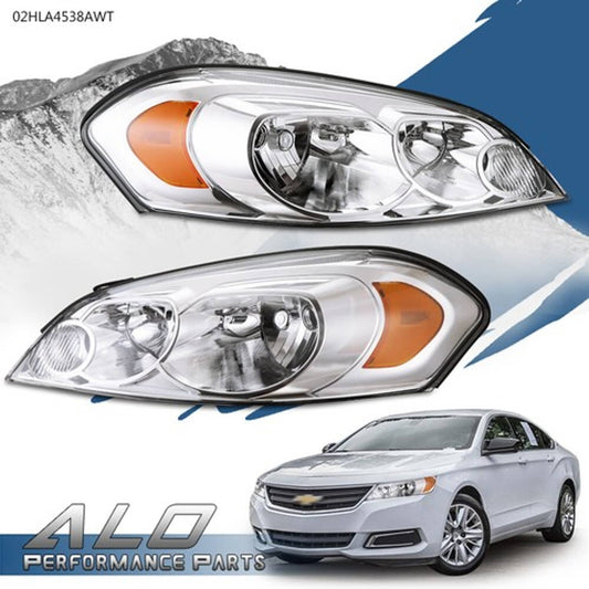 Solid Spare For 06-16 Chevy Impala Limited Chrome Housing Amber Corner Headlight Headlamps