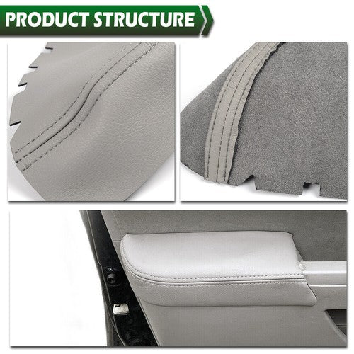 Solid Spare Fit For 09-2015 Honda Pilot Center Console+Front Door Armrest Cover Leather Gray