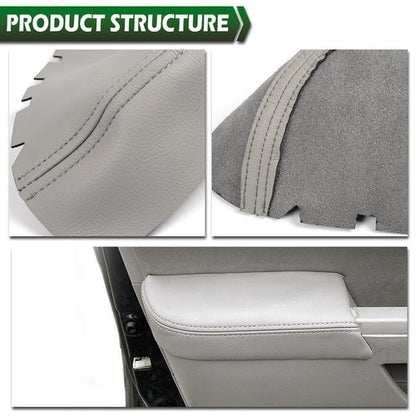 Solid Spare Fit For 09-2015 Honda Pilot Center Console+Front Door Armrest Cover Leather Gray