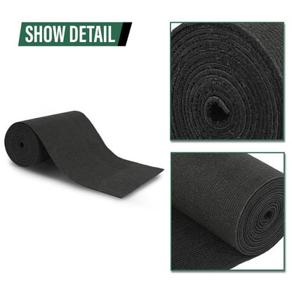 Solid Spare 12" x 12' Ribbed Bunk Carpet / Marine Boat Trailer Runners / Outdoor - Black