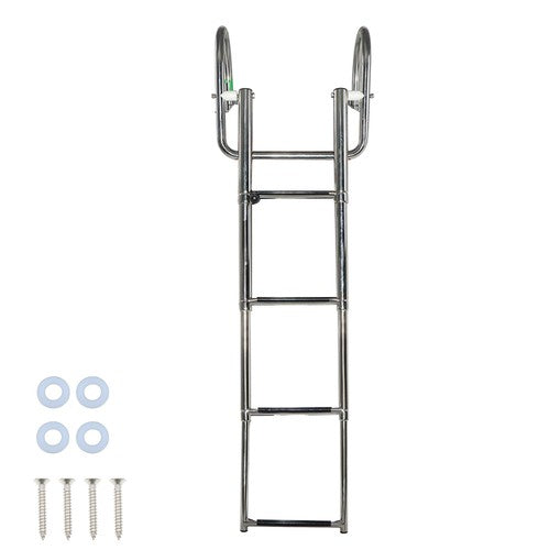 Solid Spare 1PC 4 Step Stainless Steel Telescoping Boat Ladder with Pedal & Hand Railing