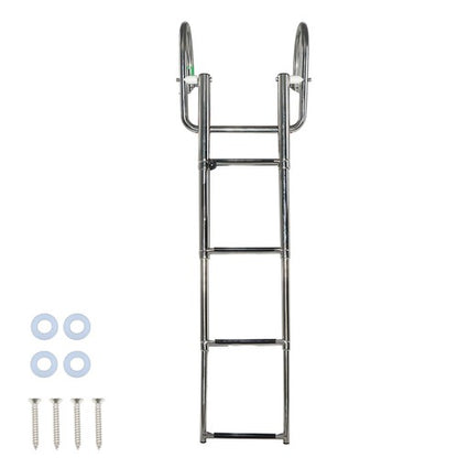 Solid Spare 1PC 4 Step Stainless Steel Telescoping Boat Ladder with Pedal & Hand Railing