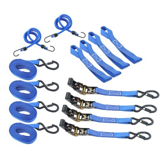 Solid Spare Ratchet Strap 4Pack Fracture Strength 2200lbs 1in*15ft S Hook 36 'Stretch Rope*2