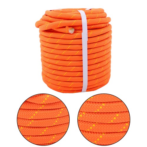 Solid Spare 1/2"×125' Double Braid Polyester Rope 8400Lbs Breaking Strength Bull Rope Orange