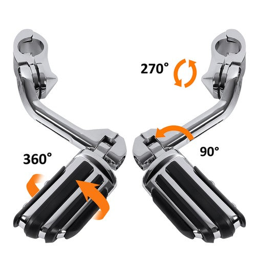 Solid Spare Long Highway Foot Pegs Fit For Harley Touring Road King Street Glide 1-1/4" Bars
