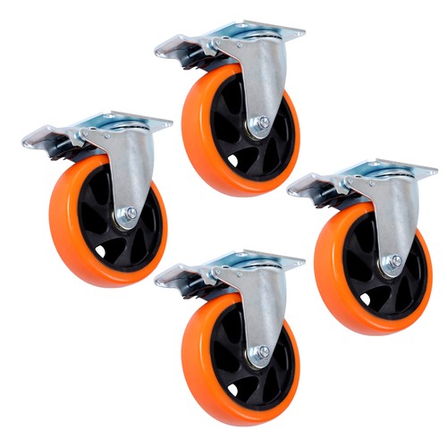 Solid Spare 5 inch Swivel Caster Wheels with Dual Locking, Heavy Duty Castors Set of 4