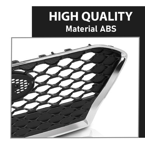 Solid Spare Front Bumper Upper Grille Grill Black Chrome Fit For 2018-2021 Hyundai Kona