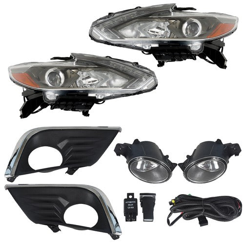 Solid Spare LED Headlights Replacement For 2016-2018 Nissan Altima Halogen Fog Lights L+R