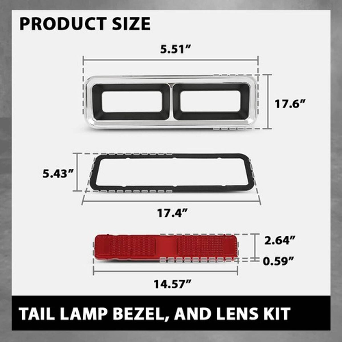 Solid Spare Tail Light Lens+Bezel+Gasket Fit For 1968 Chevrolet Camaro Left+Right Side