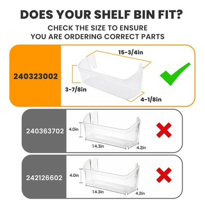 Solid Spare 2Pcs Bottom Door Shelf Lower Bin Polycarbonate For Frigidaire #240323002