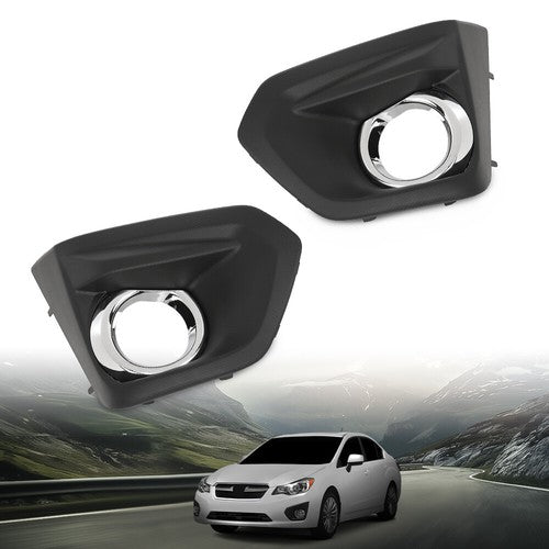 Solid Spare Fog Light Bezel w/ Chrome Trim Fit For 2012-2014 Subaru Impreza Left+Right Side
