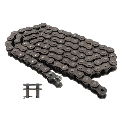 Solid Spare #100 Roller Chain - 10 Feet + 2 Free Connecting Links - Carbon Steel Chain