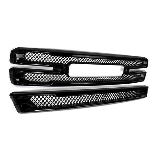 For 2019-2022 GMC Sierra 1500 SLT AT4 Grille Covers Grill Overlay Gloss Black