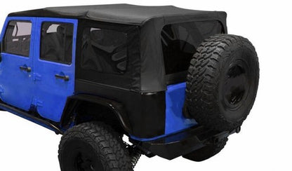 Solid Spare Fit Jeep Wrangler 4 DR JK Soft Top 2007-2009 Tinted Windows Black Sailcloth