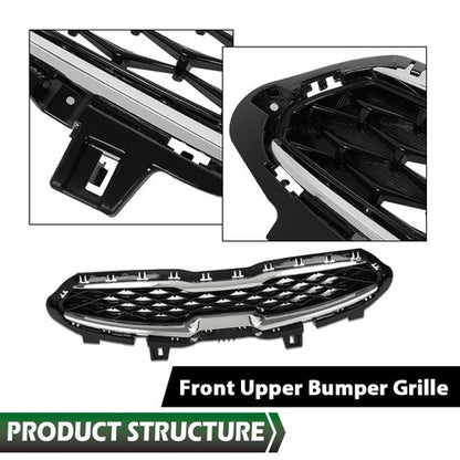 Solid Spare Front Upper Grille+Radiator Sight Cover Assembly Fit For 2019-2021 Kia Forte