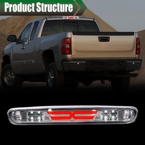 Solid Spare Fit For 07-2014 Chevy Silverado GMC Sierra Clear LED 3rd Brake Light Cargo Lamp