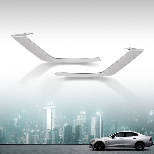 Solid Spare Pair Front Bumper Trim Fog Light Molding Silver Fit For 2019-2022 Volvo V60 S60