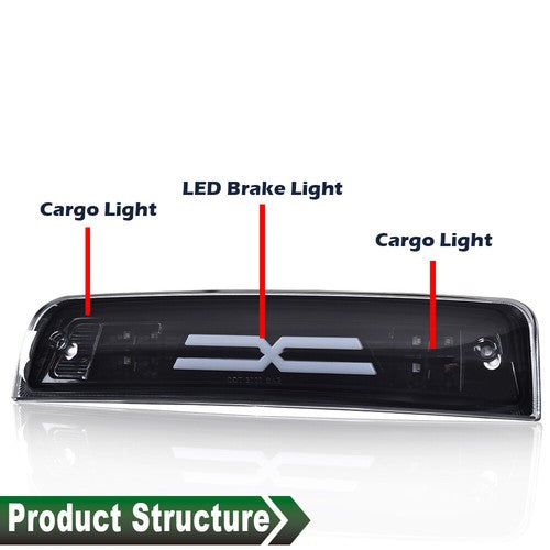 Solid Spare Fit For 2009-2018 Dodge Ram 1500 2500 3500 Black LED 3rd Brake Light Cargo Lamp