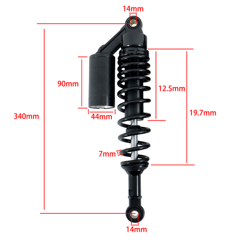 Solid Spare 2X13.5'' 340mm Pair Motorcycle Air Shock Absorber For Honda Yamaha Black