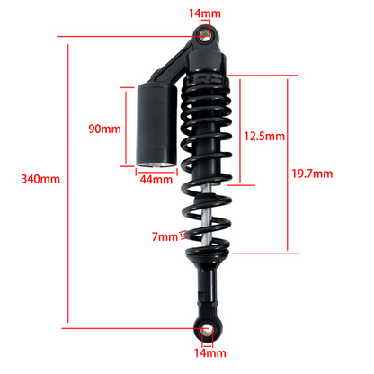 Solid Spare 2X13.5'' 340mm Pair Motorcycle Air Shock Absorber For Honda Yamaha Black