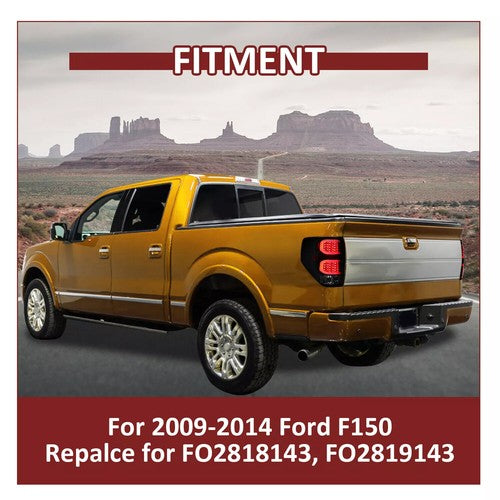 Solid Spare For Ford F150 2009-2014 Smoke black LED Tail Lights Brake Lamps Passenger+Driver