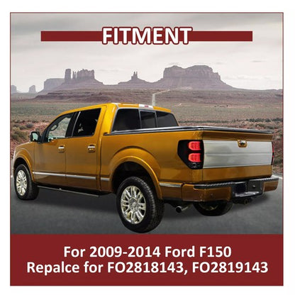 Solid Spare For Ford F150 2009-2014 Smoke black LED Tail Lights Brake Lamps Passenger+Driver