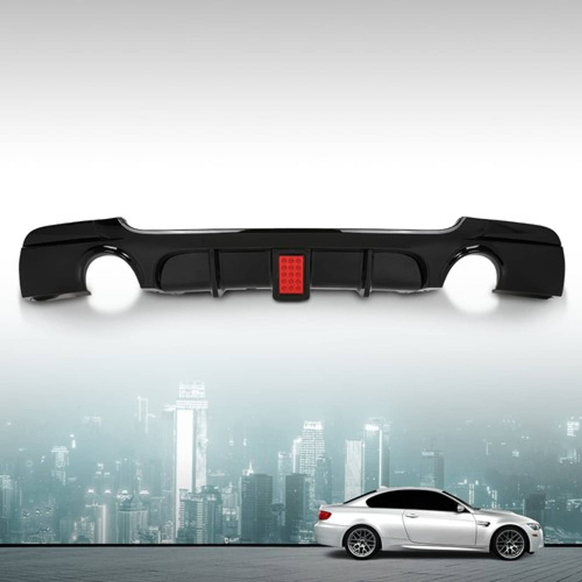 Solid Spare Rear Bumper Diffuser w/ Light Fit For 2007-2013 BMW E92 E93 3 Series M Sport