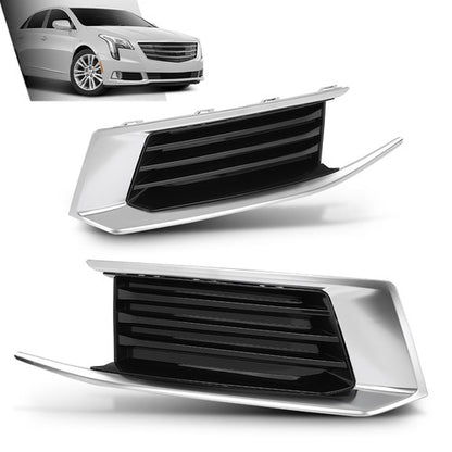 Solid Spare Fit For 2018-2019 Cadillac XTS Front Bumper Insert Fog Light Cover Left+Right