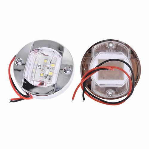 Solid Spare 2X Round 3" Marine Boat Stern Transom Lights White 6 LED Courtesy Cockpit Light