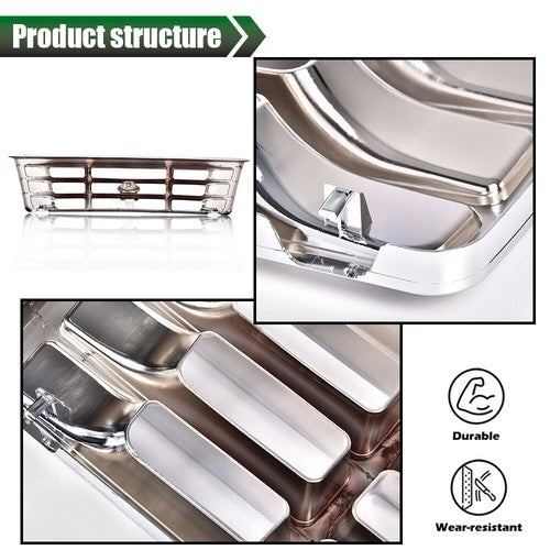 Solid Spare Front Grille+Headlight Trim Bezel Chrome Set Fit For 1992-1996 Ford Bronco F150