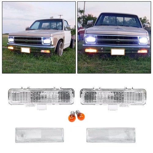 Solid Spare Front Corner+Bumper Signal Lights Parking Lamps FOR 83-94 Chevy Blazer&82-93 S10