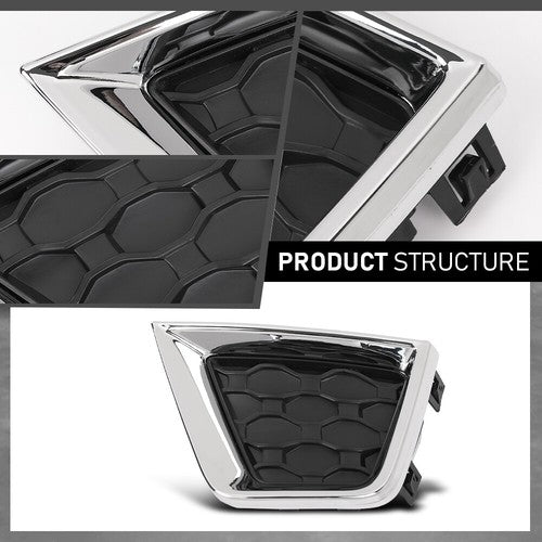 Solid Spare Fit For 2019-2023 Jeep Renegade Front Bumper Fog Light Cover Lamp Trim Pair