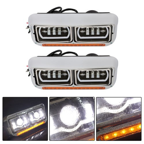 Solid Spare Pair Full Led Headlights For Kenworth T800 Peterbilt Freightliner Western Star