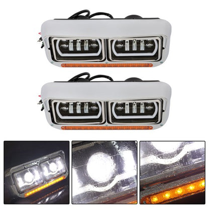 Solid Spare Pair Full Led Headlights For Kenworth T800 Peterbilt Freightliner Western Star
