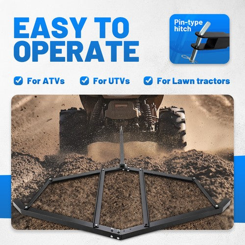 Solid Spare Driveway Drag Tow Behind Drag Harrow 72'' Width, Steel Gravel Grader For ATV,UTV