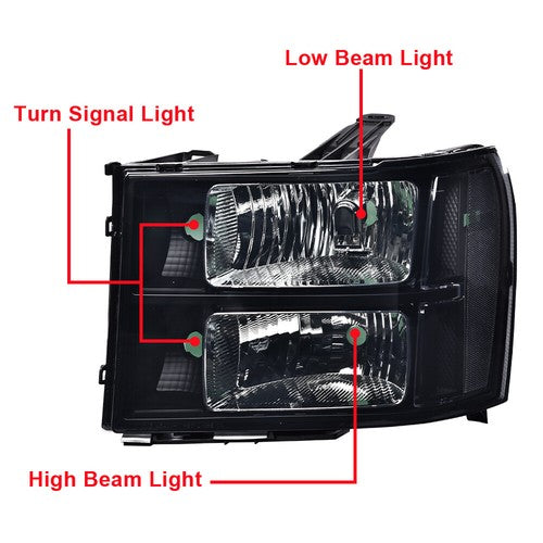 Solid Spare Fit For 07-2013 GMC Sierra 1500 07-14 2500HD 3500HD Smoke Headlights Replacement