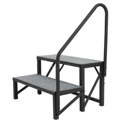 Solid Spare 2 Steps Ladder RV Step 660Lbs w/Handrail For Trailer Travel Camper Home Stairs