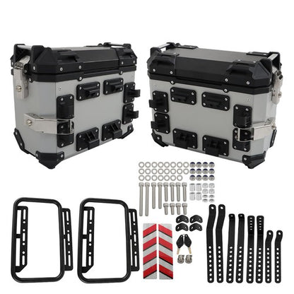 Solid Spare 2×Side Cases Motorcycle 36L Motorbike Hard Side Saddlebag Box Trunk Tour Silver