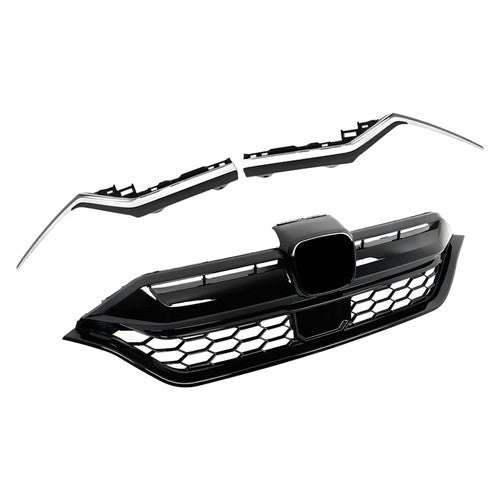 Solid Spare For Honda CR-V 2020 2021 2022 Front Upper Grille and 2pcs Chrome Trim Plastic
