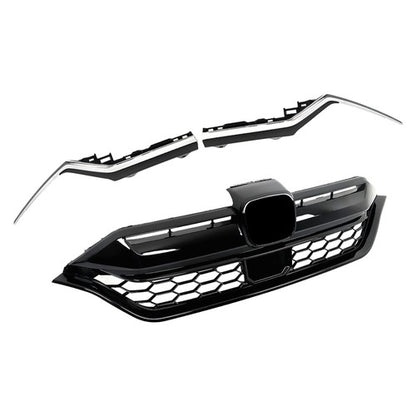 Solid Spare For Honda CR-V 2020 2021 2022 Front Upper Grille and 2pcs Chrome Trim Plastic